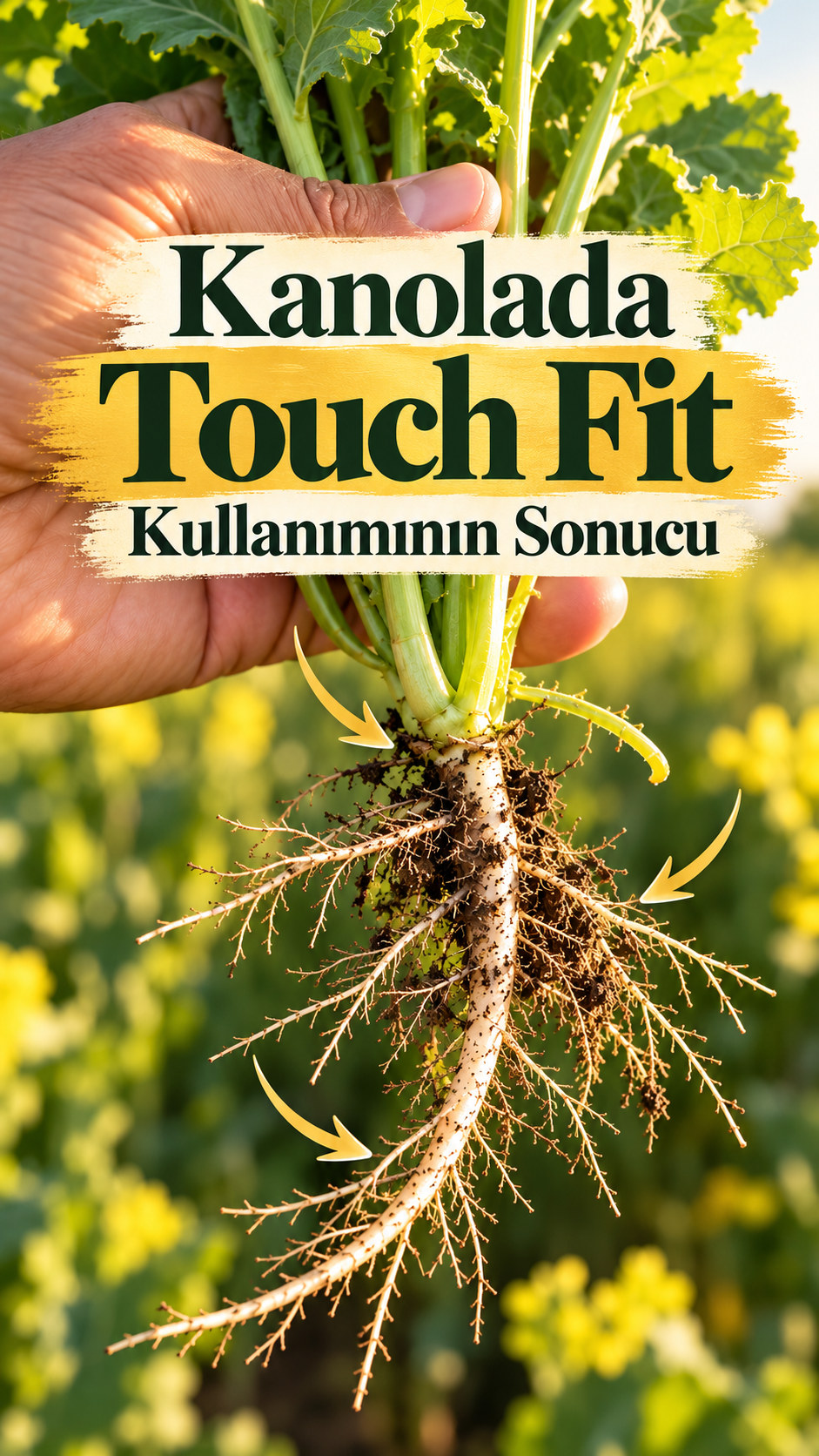 Elde tutulan kanola bitkisinin kökleri